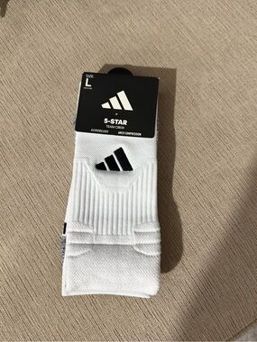 adidas 5-Star Team Crew Athletic Socks - White with Black Logo